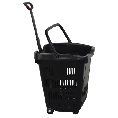 Plastic Trolley Shopping Basket Black